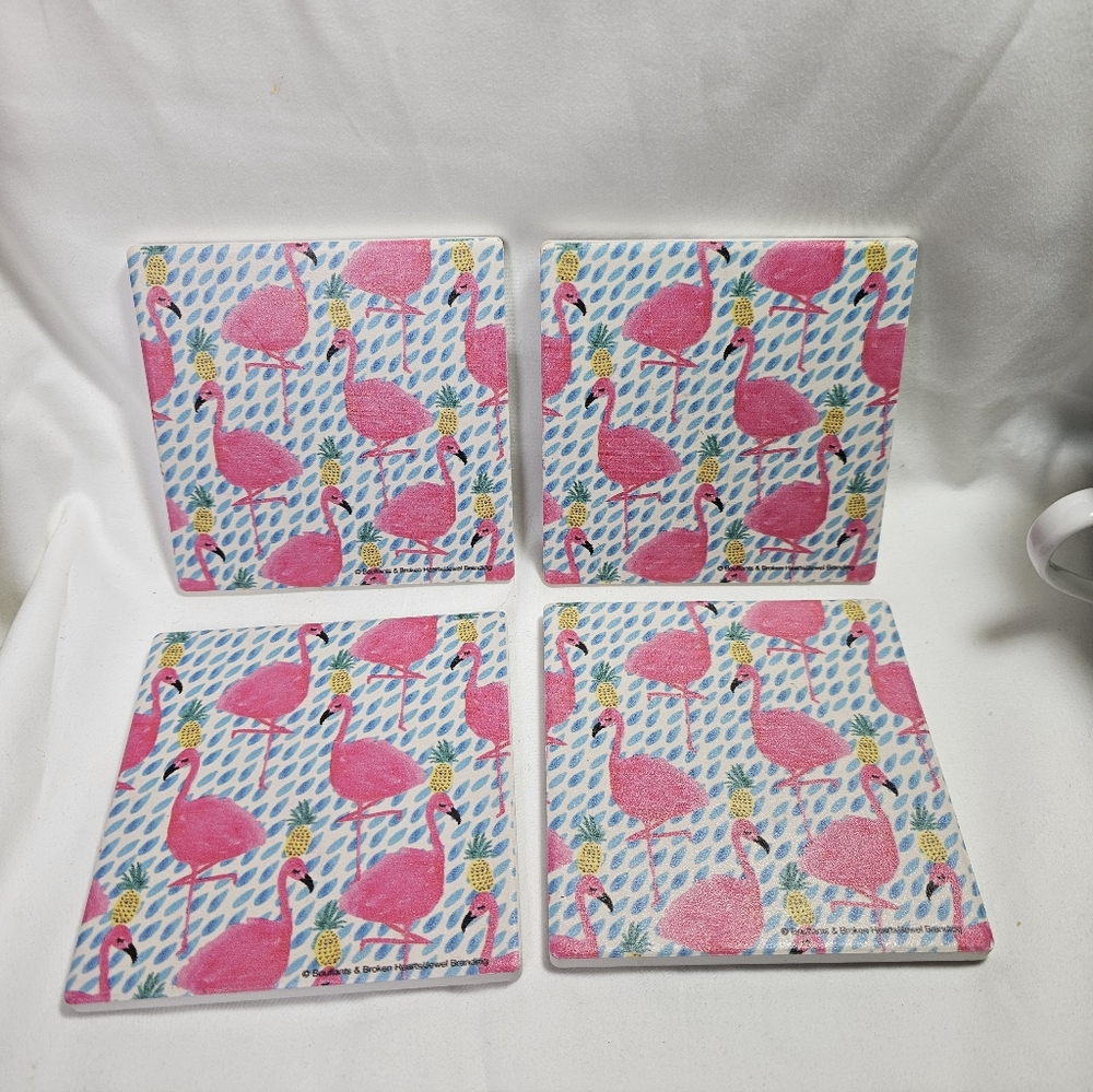 Thirstystone Party Flamingos coasters